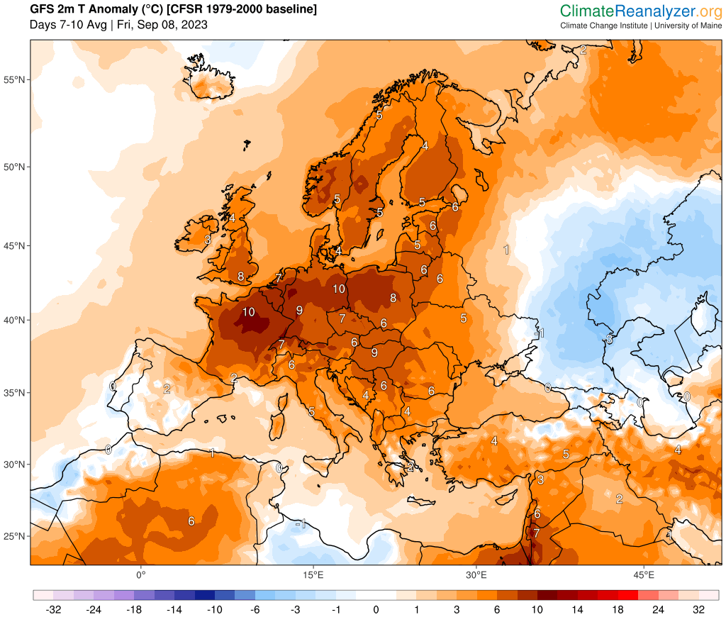 meteonewsSA's tweet photo. Cette première décade du mois de septembre se montrera #exceptionnellement #chaude sur le nord-ouest de l'Europe et également en Suisse avec des anomalies #positives de température entre 5 et 8° par rapport aux normales. - Image: https://t.co/nQW4wEjpqf (nb) https://t.co/WT5NhRORi1