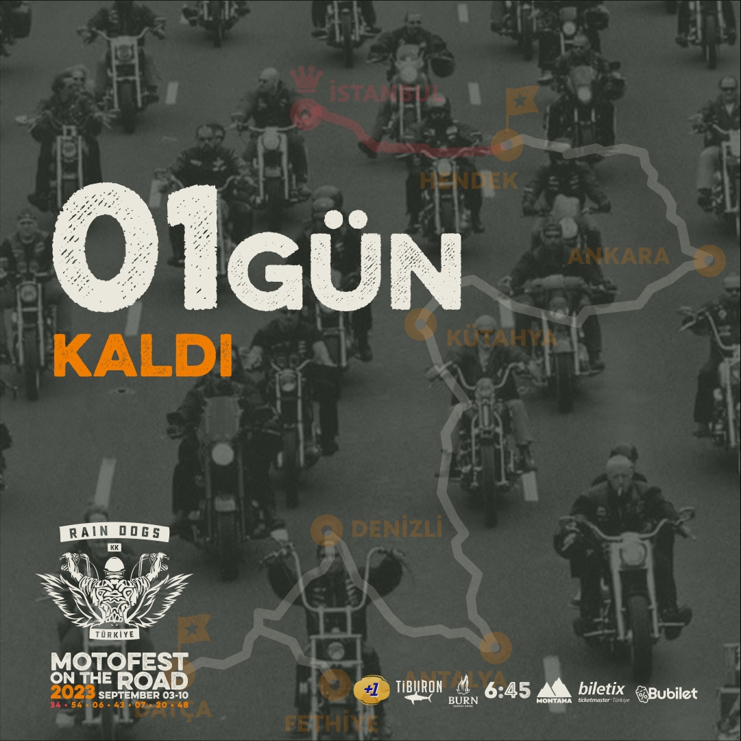 raindogskk's tweet photo. BÜYÜK SÜRÜŞE 1 Gün KALDI!
⁠
TÜM MOTOR TİPLERİ bizimle sürebilir!⁠
⁠
Siz de RAIN DOGS ile şehir girişlerinde buluşun ve birlikte konser mekanına sürün!⁠!⁠
⁠
#motofestontheroad #motofestontheroad2023 #raindogskk https://t.co/yAUeKksTiM