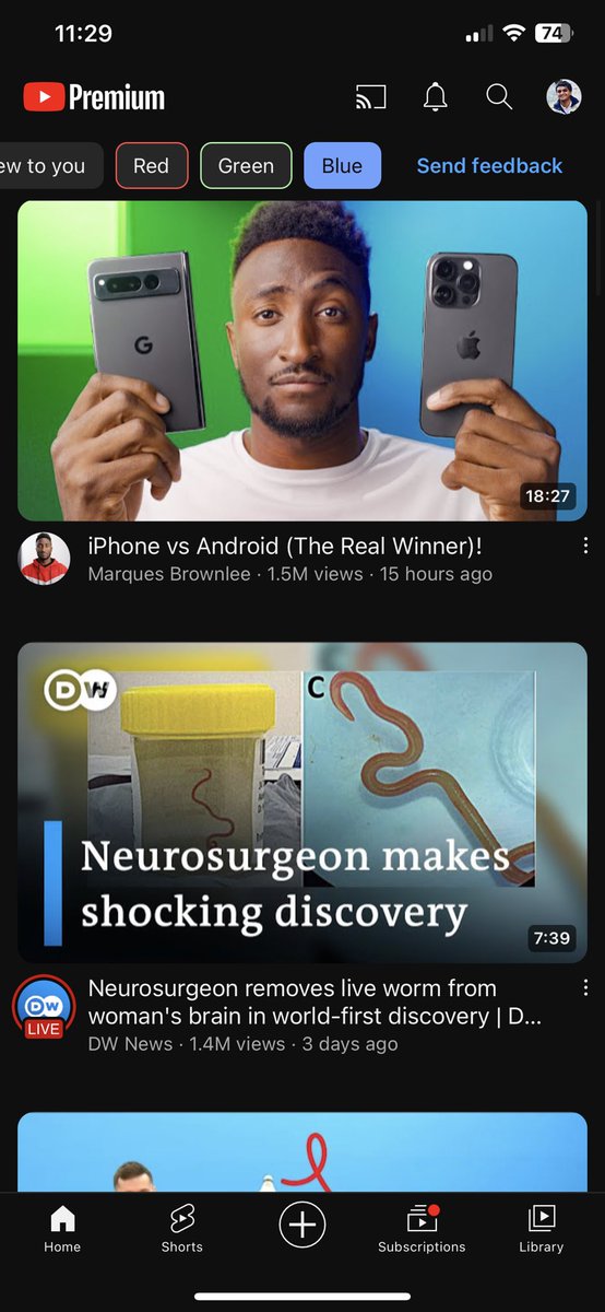YouTube is experimenting with a colour based video feed?! Videos seem to be selected on the basis of dominant colour in the thumbnail. Checked the calendar and it’s not 1st Apr. One of wackiest experiments I’ve seen in a long time. Wonder what is the hypothesis here.