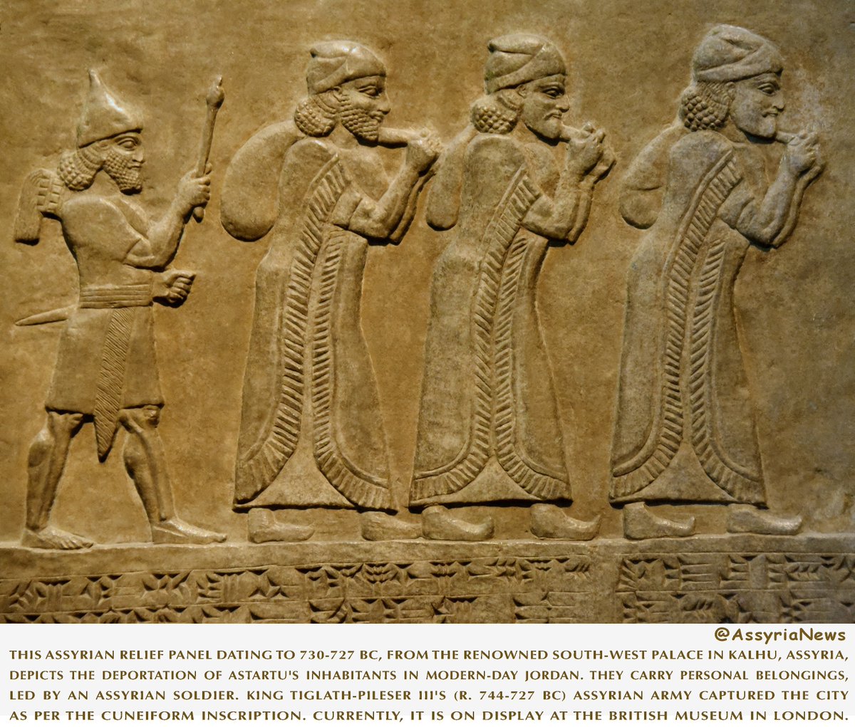 TodayAssyria's tweet photo. This #Assyrian relief panel dating to 730-727 BC, 

#astartu #Jordan #assyriansoldier #tiglatpileser #Ashurnasirpalpace #kalhu #assyrianempire #ninevehpalace  #assyria #ashur #assur #nineveh #mesopotamia #archaeology #history #ancienthistory #art #assyrianews #Britishmuseum https://t.co/CeQhhhoxs4