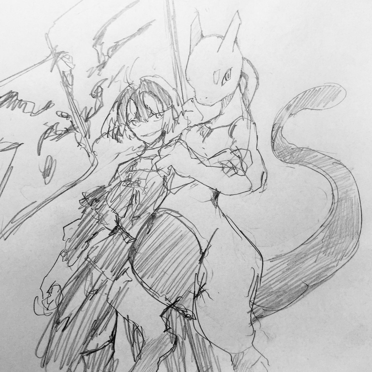 ミュウツー好きで幼少期からめっちゃ描いてるけどTwitterにはあまりUPしてない気がする 