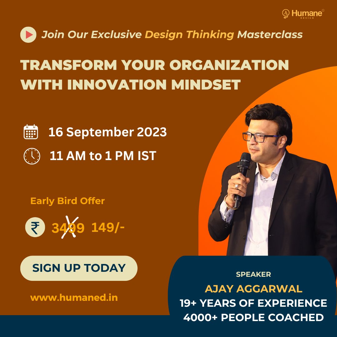 humanedesign_'s tweet photo. Join our masterclass and learn from the best!

🗓️ Mark your calendar: September 16, 2023
⏰ Time: 11 AM - 1 PM IST

🎯 Don't miss out on this game-changing opportunity! Register now - https://t.co/wIbqhhYRHg and embrace the power of innovation.

#DesignThinking  #Masterclass https://t.co/WIMBYxxvGS