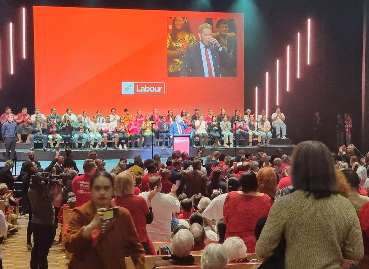 Three hecklers removed from Labour election launch, each time drowned out by 'Let's go Labour' chants. And there's another one...clearly planned and causing disruption in speech of <a href="/chrishipkins/">Chris Hipkins</a>