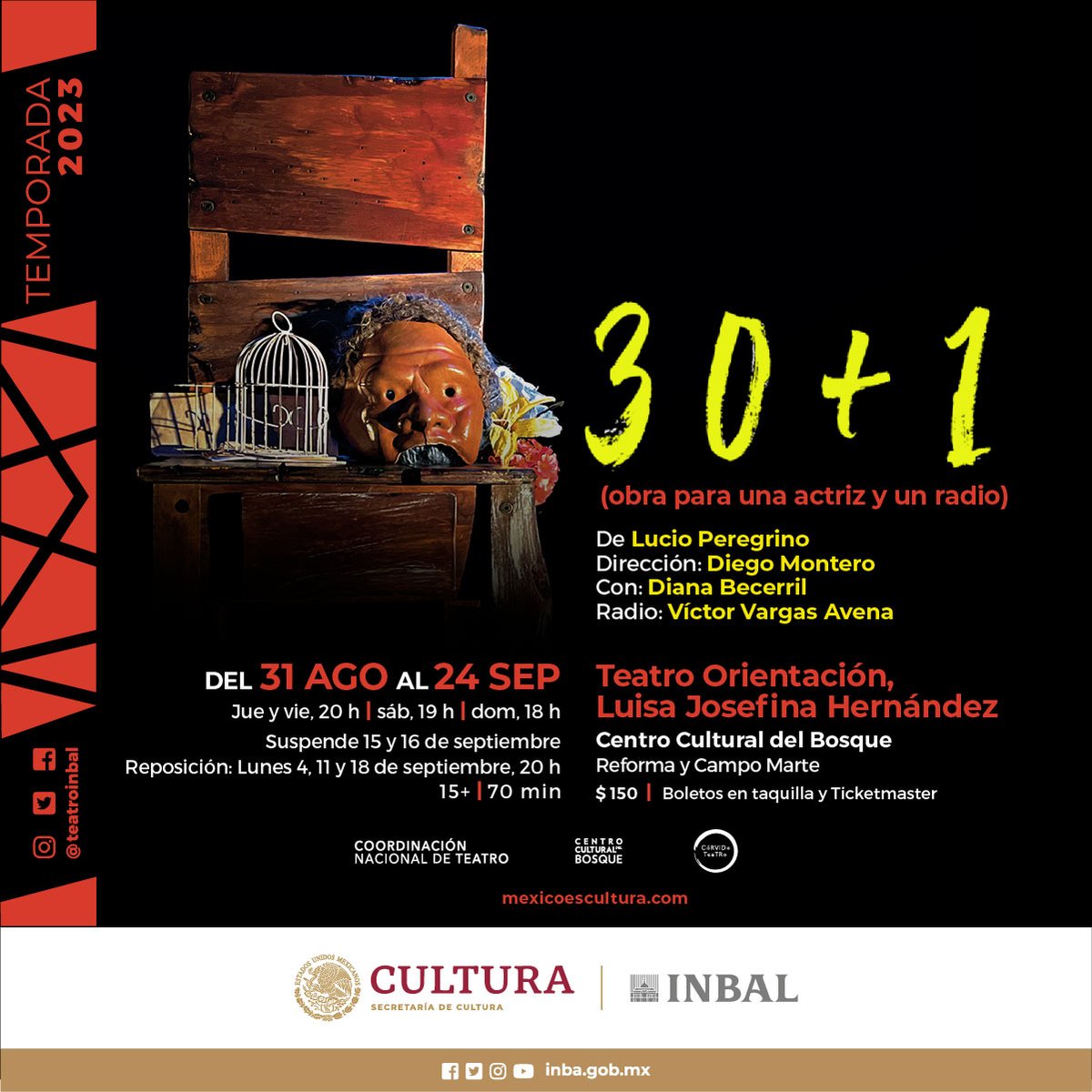 teatroinbal's tweet photo. No olvides visitarnos este fin de semana para disfrutar de las diferentes obras que se presentan en el @CCB_INBAL  

🎟“30+1 (obra para una actriz y un radio)”
🎟 “Latente: Bucarofagia (inventario)” de 18 a 21 h
🎟 “La verdura carnívora”
🎟 “Volver a Fuenteovejuna” https://t.co/xLyeNfXxQ3