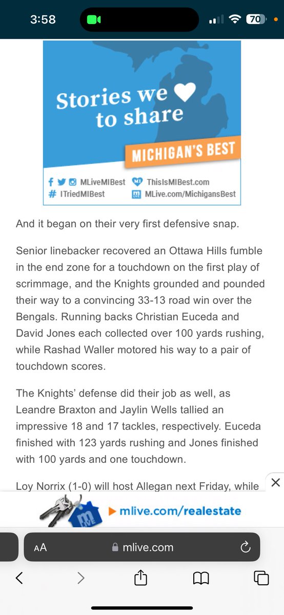 D1_Jaylin24's tweet photo. All film wasn’t uploaded unfortunately but I had 17 tackle and 1 forced fumble against ottowa hills! #classof2025 #InsideLinebacker https://t.co/j5A6xoQf9R