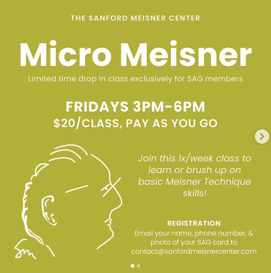 MeisnerActor's tweet photo. LA Peeps check out #MicroMeisner... #ActingClass #MeisnerTechnique https://t.co/Mwijc49xfI