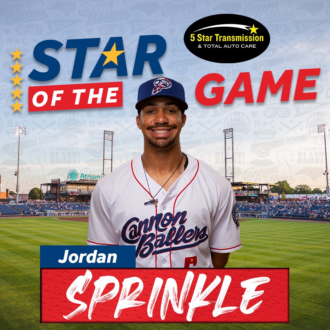 When it Sprinkles, it pours!
 
Jordan Sprinkle is your 5 Star Transmission &amp; Total Auto Care Star of the Game!
 
Sprinkle went 1-4 with the 2 run HR in the bottom of the 8th inning to secure the W for the Ballers!