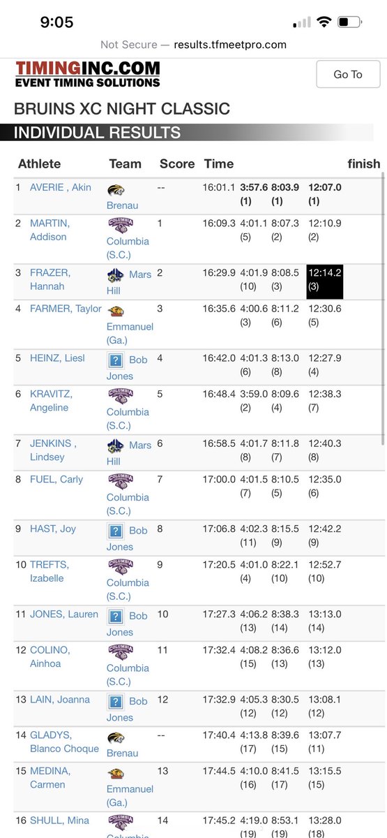 AkinAverie's tweet photo. 1st place in the first race of my college career!!!! Everyone did amazing🐯🐯🐯 #runner #XC https://t.co/tZaiy7HuPp