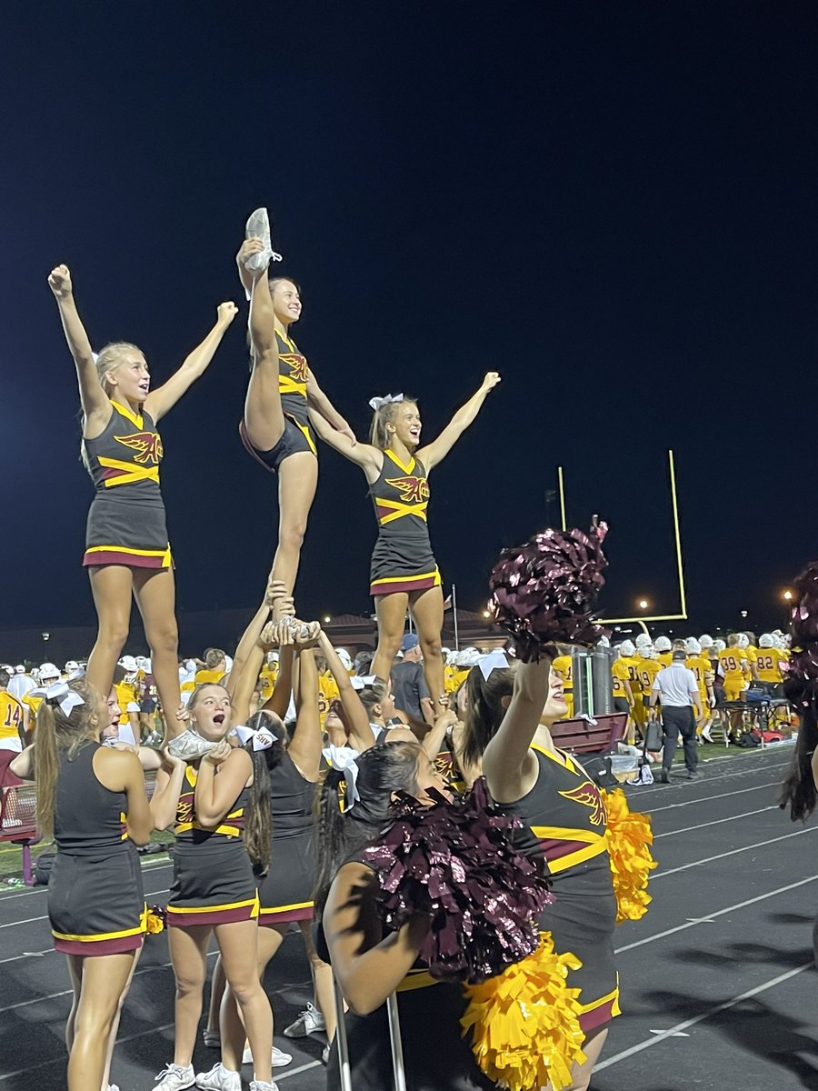 Ankeny_HS's tweet photo. Our Hawk Cheerleaders are flying tonight! https://t.co/ju8GNMl6SB