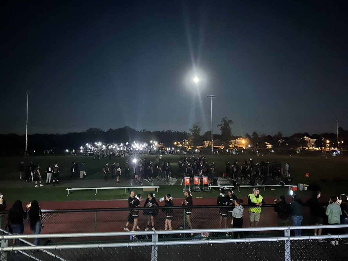 The first night game in <a href="/cedar_football/">Cedar Creek Football</a> history definitely one to remember. Creek currently up 50-48 against Absegami with 3:44 left in the game. Lights went out in the stadium at 10 too so guessing they were on a timer. Crazy night. <a href="/Absegami_Sports/">Absegami HS Sports</a> <a href="/CCHS_Sports/">CedarCreek Sports</a>