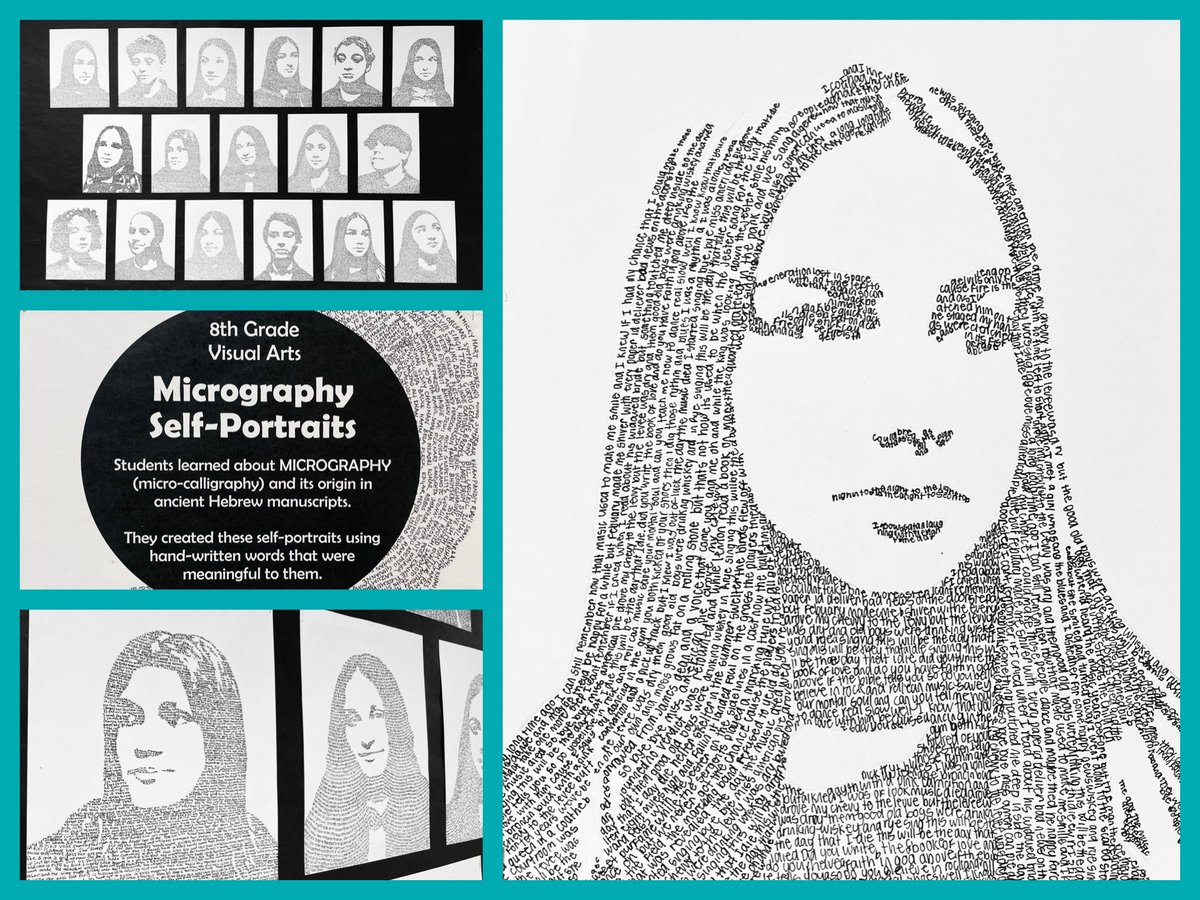 GanzVisualArt's tweet photo. 8th grade Micrography Self-Portraits! #davis8 #arted #artsed https://t.co/0chj6ukGCg