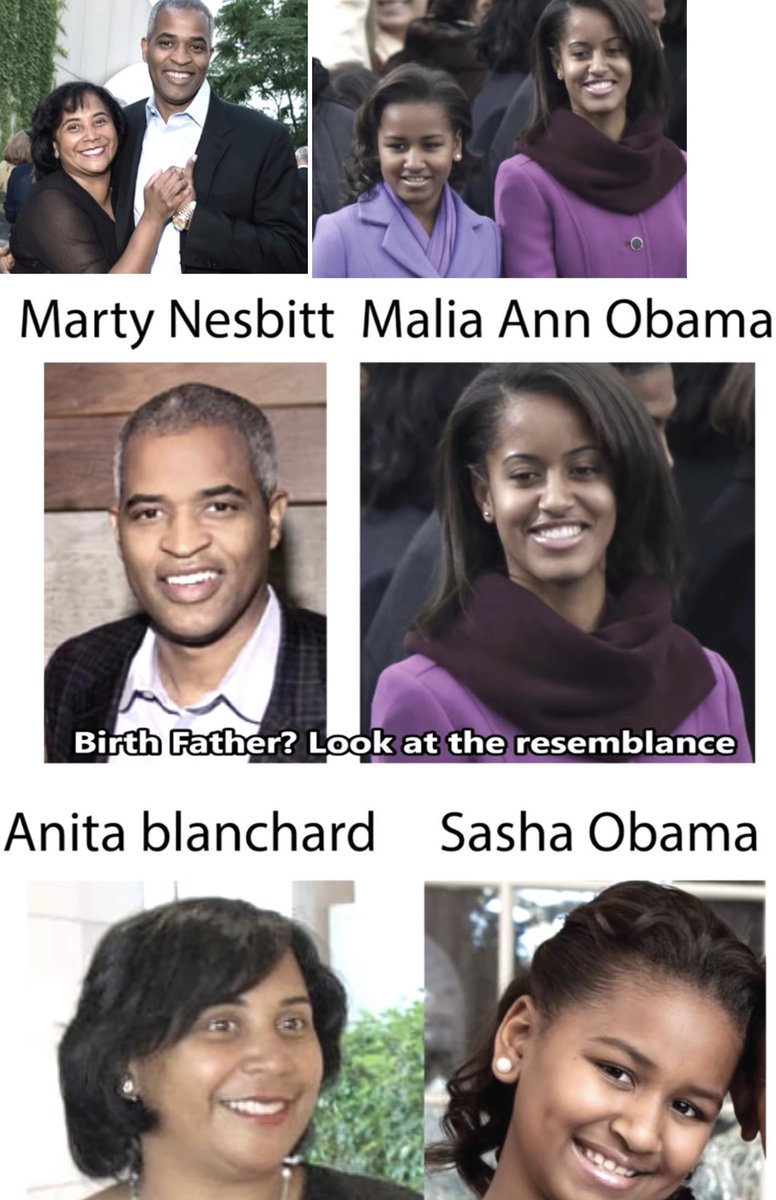 dom_lucre's tweet photo. On November 29, 2013, Dr. Eowyn of Fellowship of the Mind was the first to suggest that the Nesbitts were the real parents of Sasha and Malia Obama in an article he posted on his web site. 

On June 14, 2015, allegations of Michelle Obama not giving birth to Malia and Sasha Obama resurfaced when an ancestry search was conducted and resulted in no matches for the Obama daughters.  

As absurd as these claims are, In Michelle Obama’s book “Becoming Michelle” she explained that she utilized IVF to conceive both of her daughters. 

Adding to suspicions, is the fact that Malia and Sasha were allegedly delivered by the close family friend of the Obama’s, Dr. Anita Blanchard, though no public record of those deliveries exists.

I have added the sources of these allegations below.