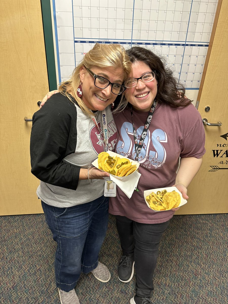 pinkpatterson's tweet photo. We made it one full month! My @WeAreGRHS Staffamily is NACHO ordinary kind of peeps…they are pouring GReatness into our kids! We celebrated with a nacho fiesta before our (well deserved) 3 day siesta! #WeAreGR #Longweekendloading https://t.co/cc1ja62T2H