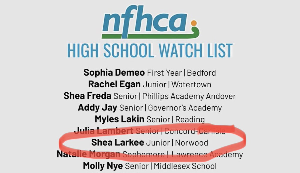 Congrats to our Captain Shea Larkee for being named to NFHCA high school players to watch list for this upcoming season! 💛🐴💙🏑