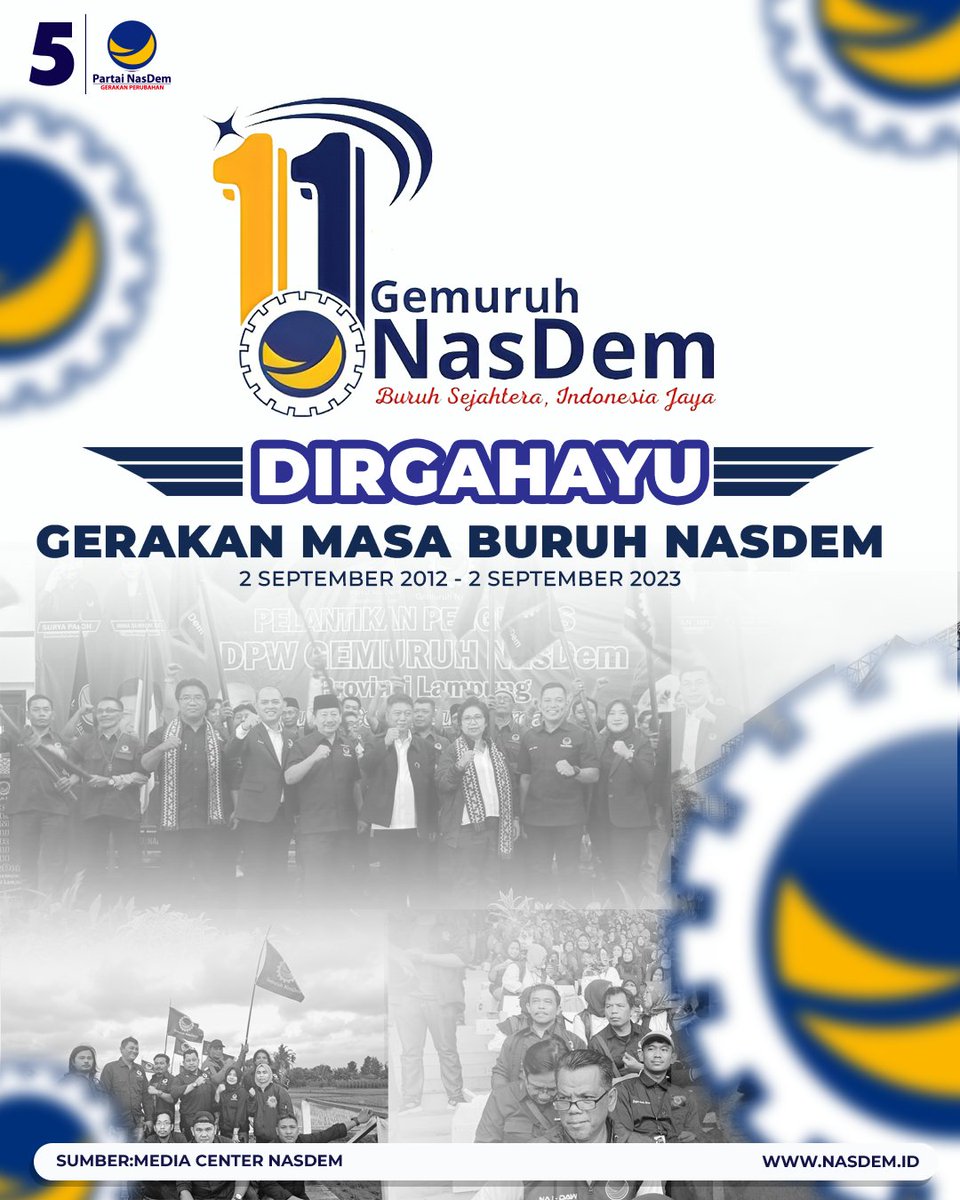 Oganisasi sayap Gemuruh NasDem dibentuk sebagai wujud perjuangan terhadap harkat dan martabat buruh yang sejalan dengan komitmen Partai NasDem.

Dirgahayu Gemuruh NasDem!
Buruh sejahtera, Indonesia jaya!

#GemuruhNasDem #SayapPartaiNasDem