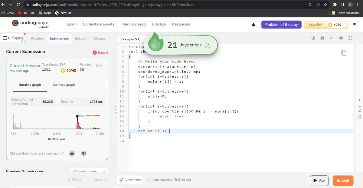 Prash_j96's tweet image. Day : 21/21       
Challenge by Coding Ninja            

 Question : Check Difference

@CodingNinjasOff @drinkslaycoffee
#NinjaSlayground #CodingNinjasStudio