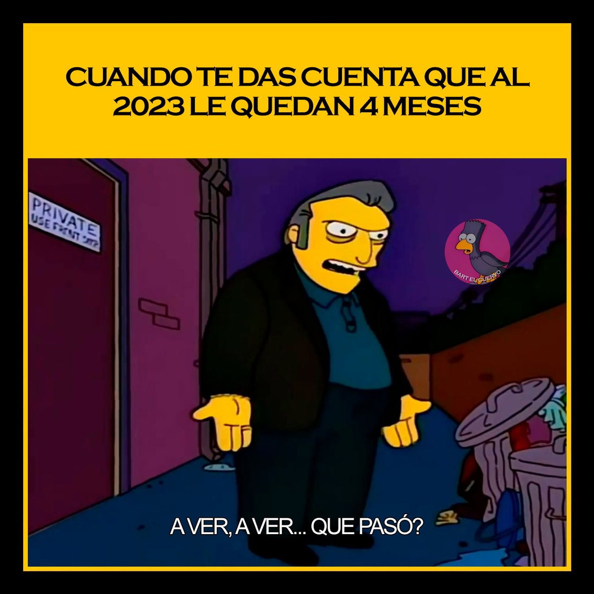 BartElCuervo's tweet photo. Ya cumplieron alguna de las metas que se pusieron a principio de año?
#septiembre #lossimpson https://t.co/rWK9ZsIXtP