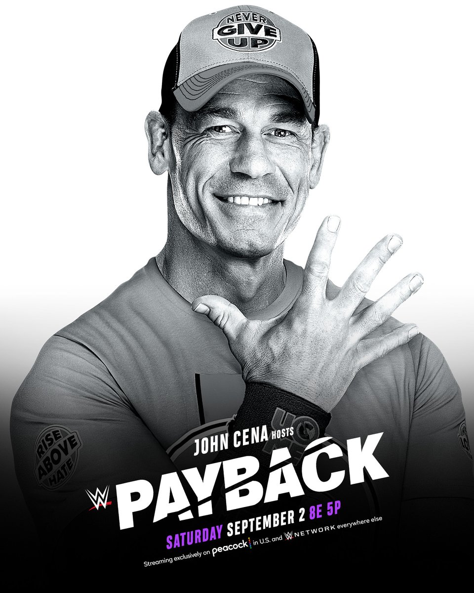 Say hello to the host of #WWEPayback.

And his name is <a href="/JohnCena/">John Cena</a>!

<a href="/peacock/">Peacock</a>

🦚 pck.tv/3bqfYSq 
🌎 WWENetwork.com