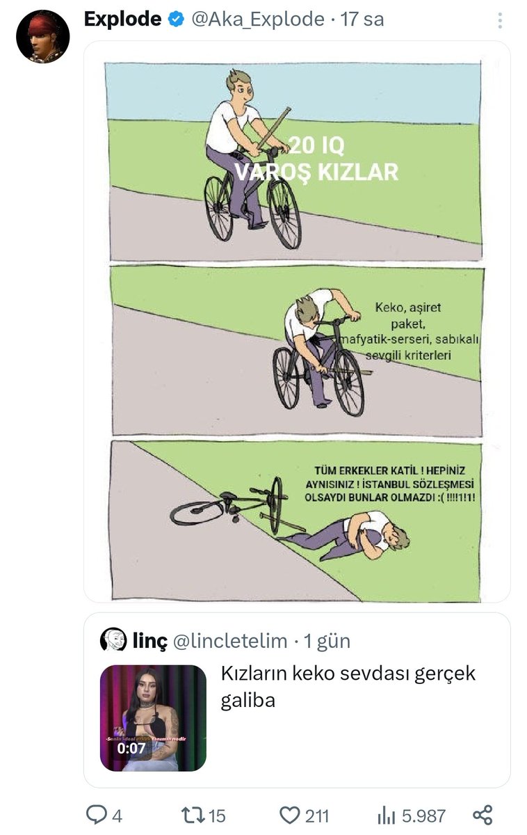jeanne_moreauuu's tweet photo. Aşırı manipülatif bir tivit. Kadınların bu tarz erkekleri seçmesi bu tarz erkeklerin var olduğunu suç işlediklerini değiştirmiyor. Erkeğin işlediği hiçbir suçta sorumluluk kadında değildir. Araya da istanbul sözleşmesini sıkıştırmış. Bu videodaki kızlar da aşırı karikatürize ve https://t.co/7uAA2Q0QlX
