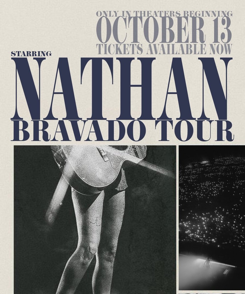 clement_ine29's tweet photo. Nathan: Bravado Tour - only in theaters.

October 13.

Tickets Available Now.
🎸✨💙 https://t.co/YQzUeZBZ8N