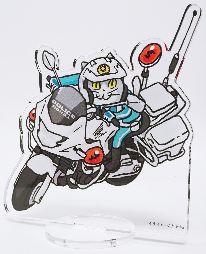 仕事猫とHONDAの白バイが夢の競演！ 仕事猫グッズを身に着けて交通安全