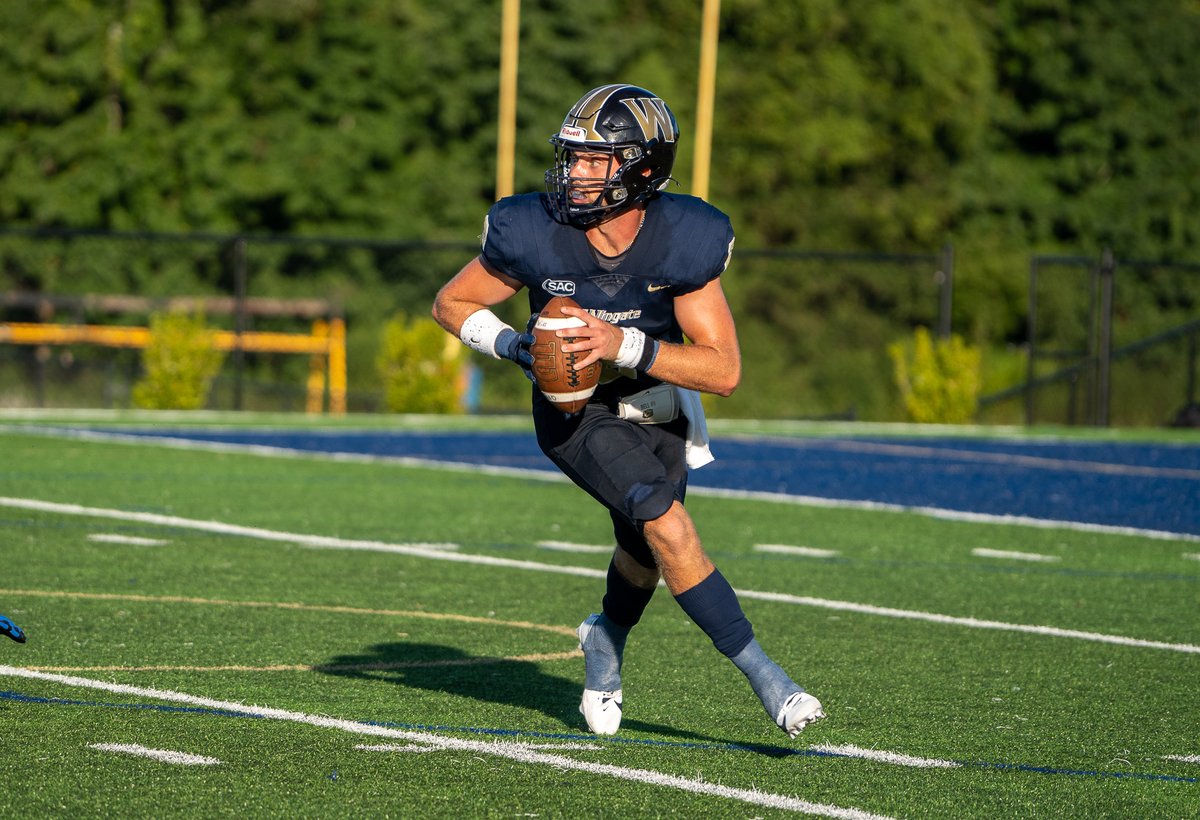 WU_Bulldogs's tweet photo. #21 @WingateFb got 236 passing yards, 60 rushing yards &amp; 3 TDs from Noah Bell in a 30-7 season-opening win!

Jones, Flanders &amp; Wilson scored TDs for the 'Dogs; Mullen &amp; Byrd had 8 tackles each, Edwards had 2 sacks &amp; 2 forced fumbles!

Recap | https://t.co/ZqPypRz1Mp

#OneDog https://t.co/syyjFjpBhY