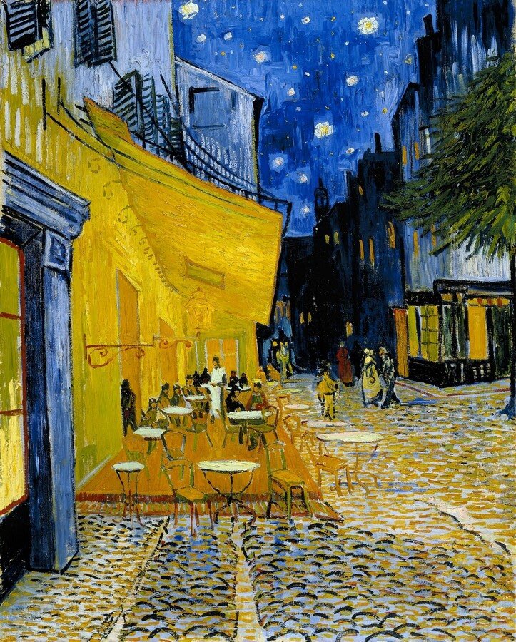 VanGoghTheLife's tweet image. #VanGogh of the Day: Café Terrace at Night, September 1888. Oil on canvas, 81 x 65.5 cm. Kröller-Müller Museum, Otterlo. @krollermuller