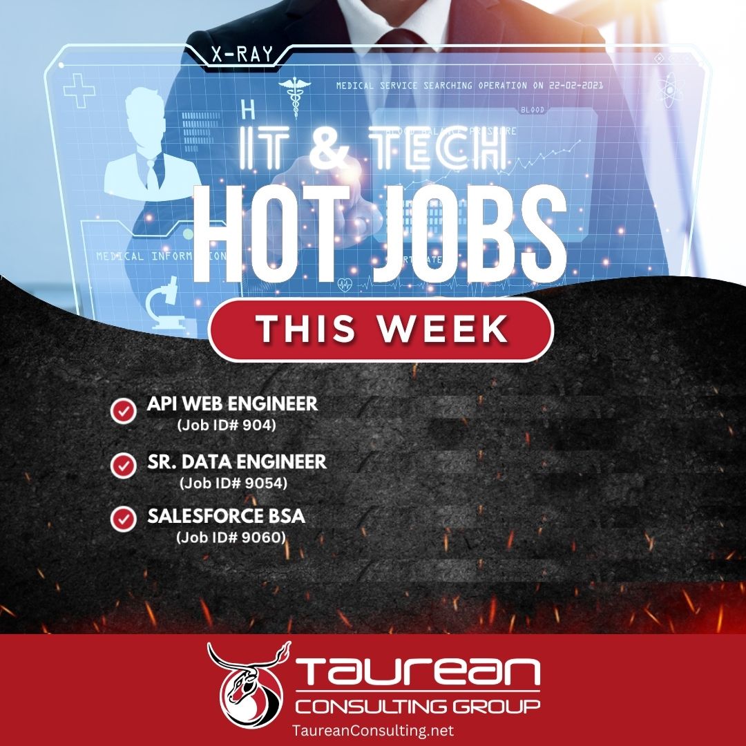 TaureanCG's tweet photo. With over 25 years of experience in #technology #staffing, Taurean Consulting Group is Las Vegas’ top IT / #tech professional recruiting agency! https://t.co/saHkXa0ytS

🔥HOT JOBS: ONSITE IN LAS VEGAS, NV
904 - API Web Engineer
9054 - SR. Data Engineer
9060 – Salesforce BSA https://t.co/lA2SYpkM2d