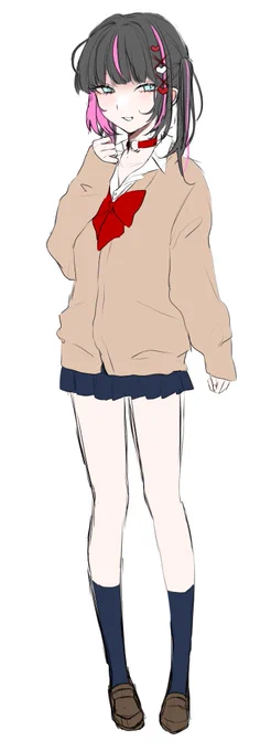 自キャラのメイキングメモ。キャラ練り、線画、下塗り、塗り込み。この後はもう厚塗りだけよ 