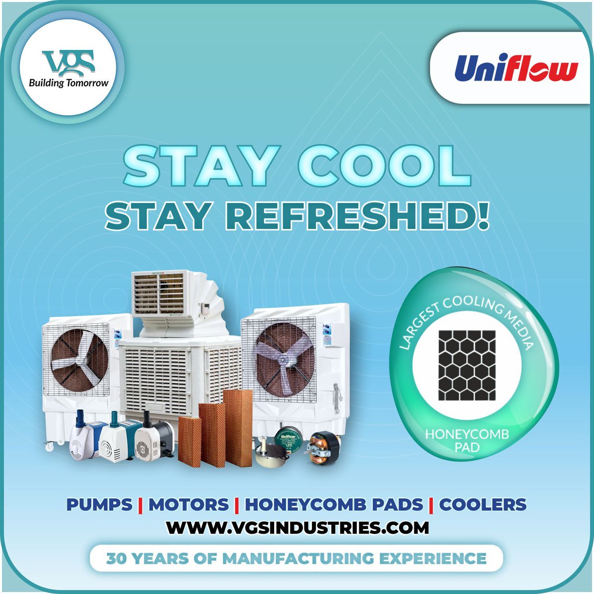 vgsindustries's tweet photo. Our industrial cooler with large honeycomb pads keeps you comfortable all day. #CoolingSolutions #StayCool

For more information visit us at:
https://t.co/ihxJBg7QeW

#aircooler #cooler #industrialcoolers #ductcooler #honeycombpad  #coolermotor #coolerpump #vgsindustries https://t.co/68sWHqYJES