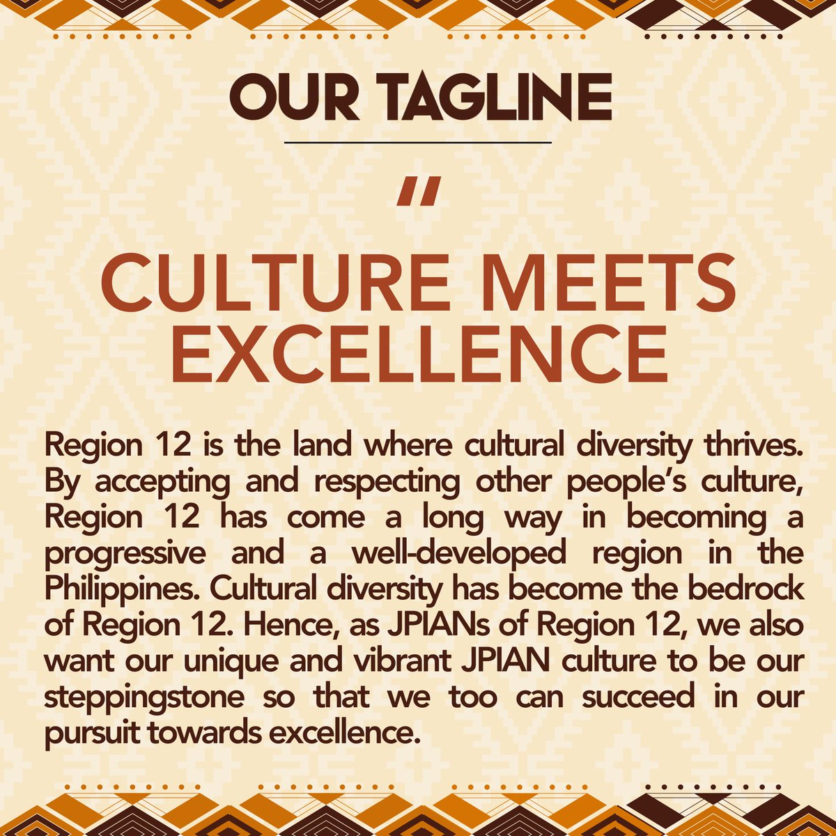 NFJPIAR12's tweet photo. Get to know NFJPIA - RXII!

This is NFJPIA  - Region XII's official colors and tagline.

#nfjpiarxii2324
#SinlanuwaFederation https://t.co/X7ImJk9UtS