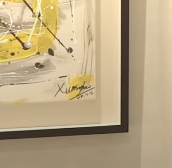 doublebeom's tweet photo. apparently, bambam has a few xu minghao paintings and this one’s displayed in a good area in his new house. 🥹

my 97z gotsvt crumbs! 😭🫶🏽 https://t.co/0BjhlnoYIf