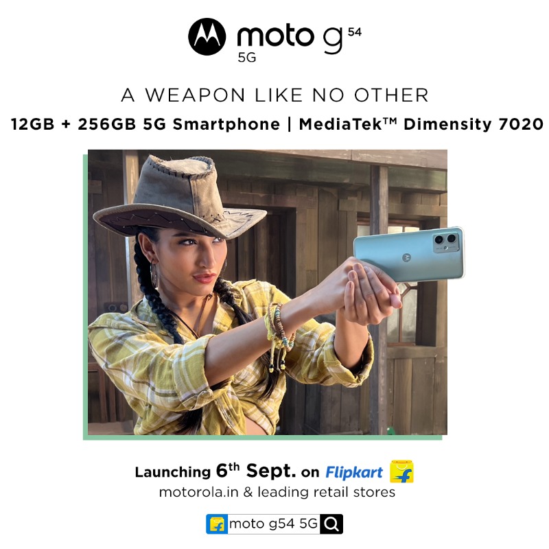 motorolaindia's tweet photo. Enjoy seamless switching, ample storage, and top-tier performance with this beast #motog54_5G. Launching 6th Sept. on @flipkart, https://t.co/azcEfy1Wlo and at leading retail stores. #GoBeyondSpeed