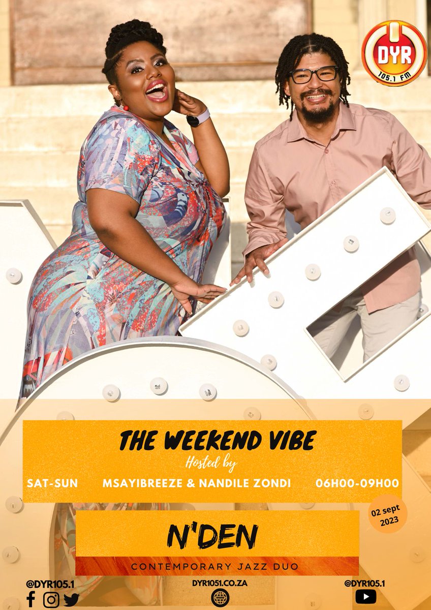 nden_music's tweet image. Tune in in the for a live interview on The Weekend Vibe with #msayibreeze and #nandilezondi . We will be chatting about all things Sisingathiwe on Durban Youth Radio 105.1 fm  #DYR #sisingathiwe