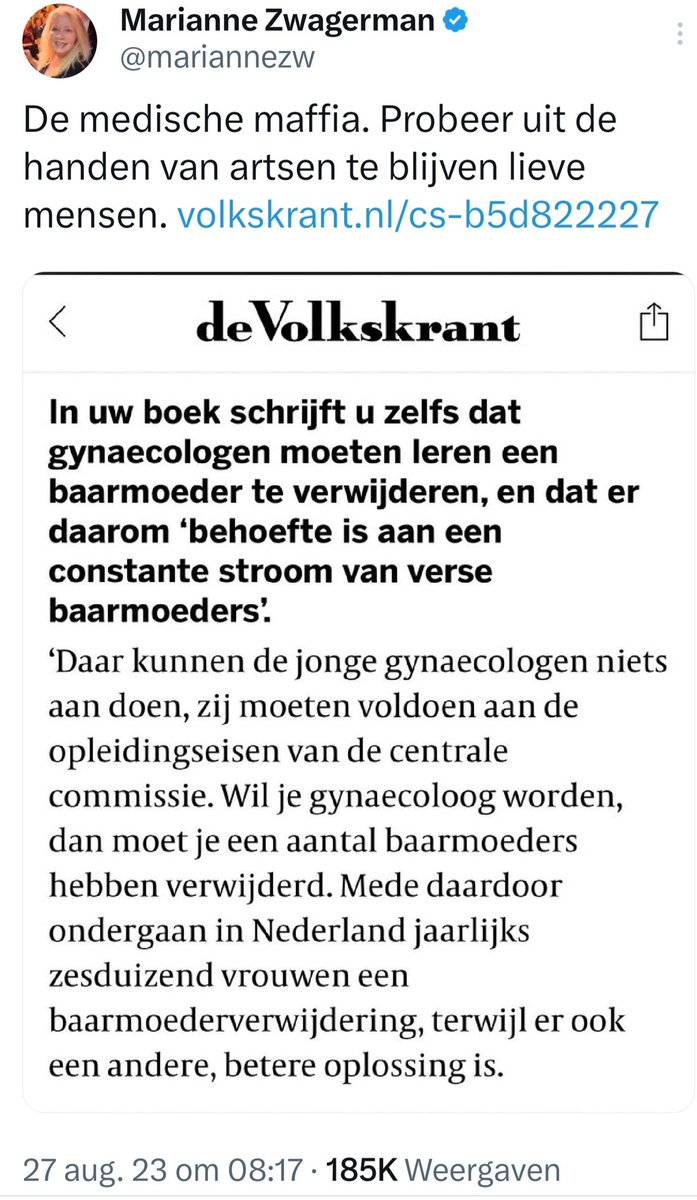 Hendrina32's tweet image. Jaarlijks bij 6.000 vrouwen #Baarmoeder verwijderen terwijl dat niet nodig is. Gynaecologen in opleiding moeten oefenen. Zouden er jaarlijks ook zoveel #Prostaten verwijderd worden? Urologen in opleiding moeten toch ook oefenen? 🤔