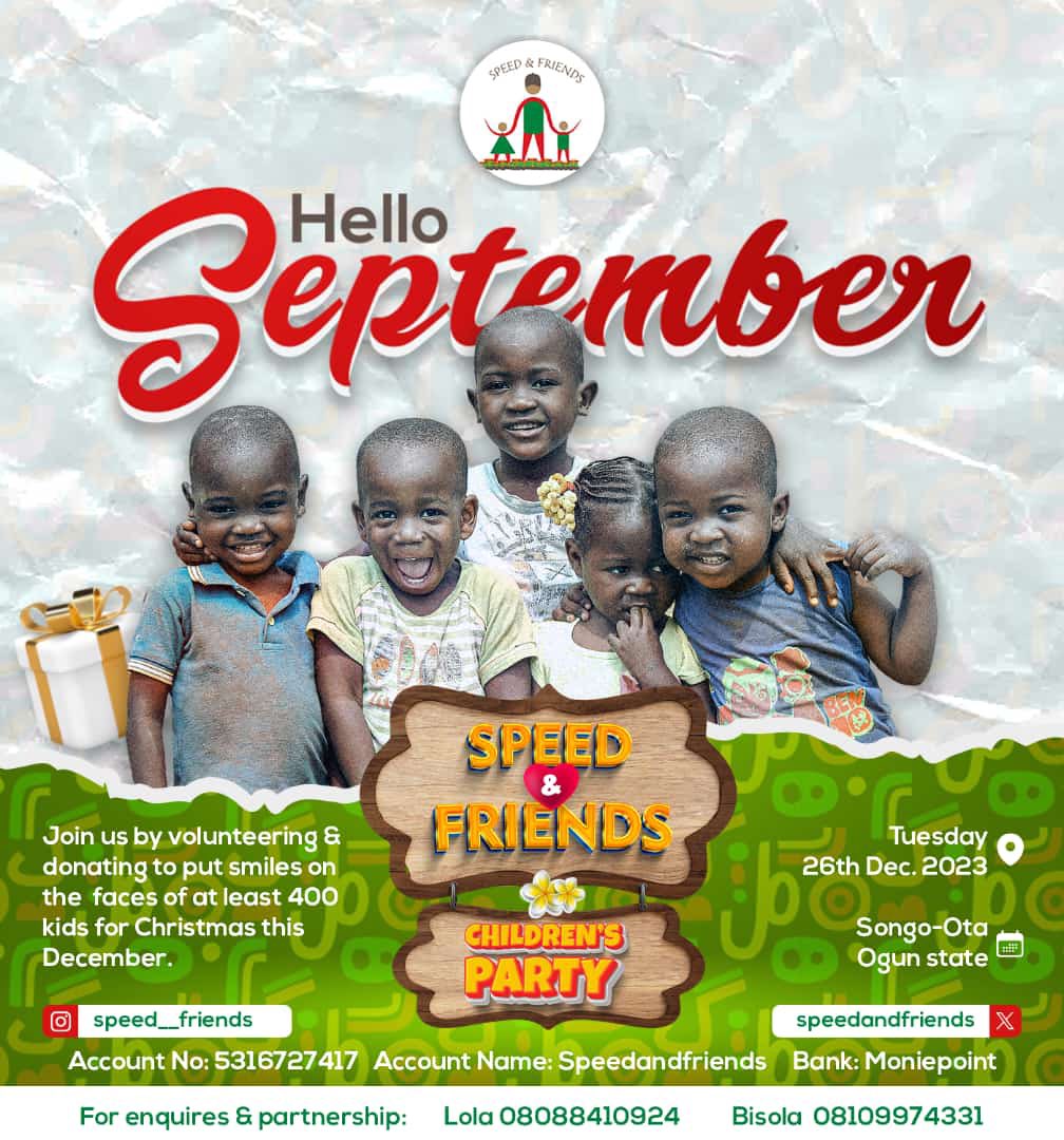 speedandfriends's tweet photo. Join us by volunteering and donating to put smile on the faces of at least 400 kids for Christmas this December.
The best gift you can give to anyone, is the gift of joy. Be a part of the team today, let’s spread love. #speedandfriends #September https://t.co/jwr8l1GRkS