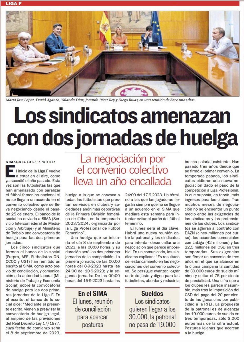 📢 Hemos convocado huelga en la Primera División de Fútbol Femenino para las dos primeras jornadas de la temporada, los días 8 y 15 de septiembre.  

La patronal se muestra inamovible en cuanto a mantener el mismo salario mínimo que en 2019.

as.com/futbol/femenin… <a href="/diarioas/">Diario AS</a>