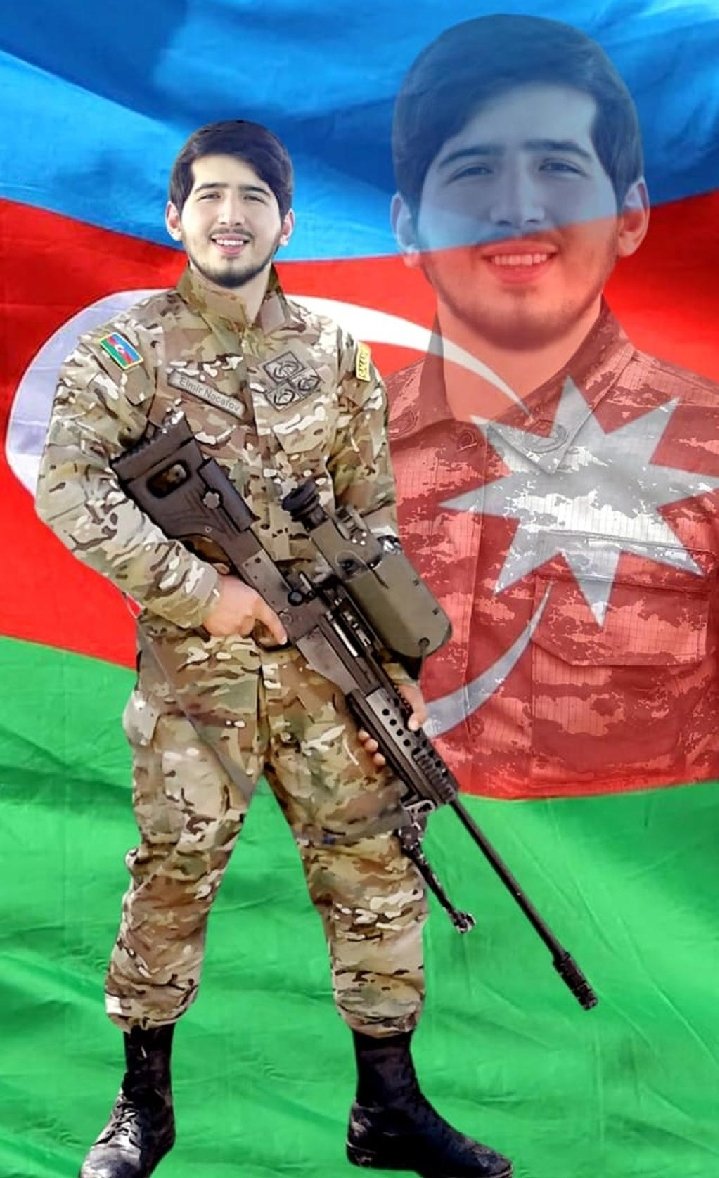 🇦🇿Şəhid Elmir Vidadi oğlu Nəcəfov 21 mart 2002-ci ildə Gəncə şəhərində dünyaya göz açıb. 2008-2017-ci illərdə Gəncə şəhər 28 nömrəli tam orta məktəbdə, 2017-2019-cu illərdə Ticarət və Xidmət üzrə Gəncə Dövlət Peşə Təhsil Mərkəzində təhsil almışdır. Subay idi. 2020-ci ildə hərbi
