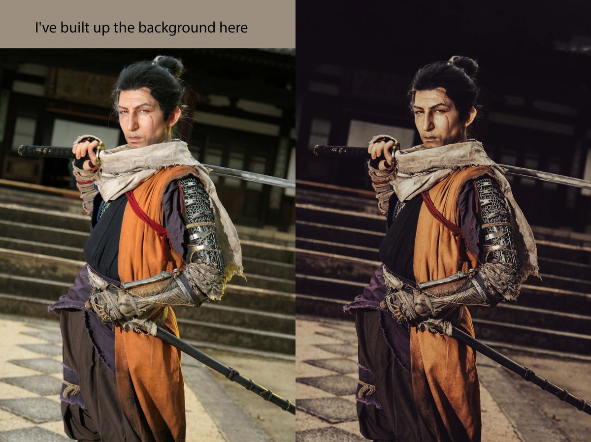 pandared_s's tweet photo. I've been processing my own cosplay photos lately, no magic really, just using a bit of #Lightroom and a drop of #Photoshop #SEKIRO #gamecosplay #cosplay https://t.co/xGTDw0m3Ci