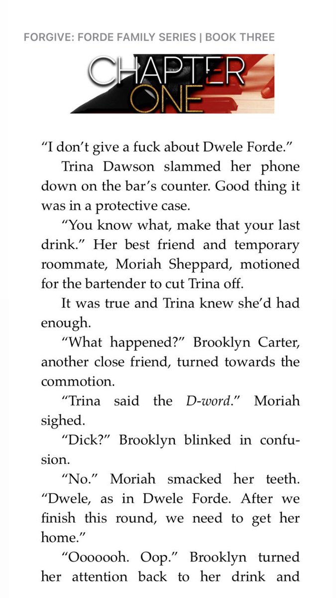 Dwele, Dwele, Dwele! 

I started the whole Forde Family Series JUST to write Dwele Forde. He was so complex! 

This opening scene really sums up my writing — real blunt &amp; real Black!

Read “FORGIVE” here 🔗 — tinyurl.com/nikki-blaire