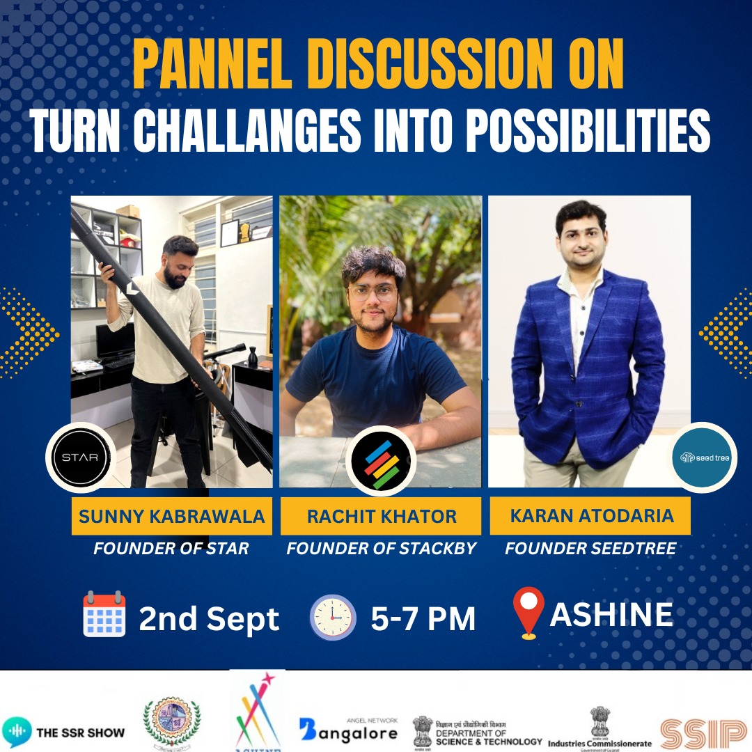 Today, I will be sharing platform with Rachit Khator, Founder of Stackby and Karan Atodaria, Founder of Seedtree to have a discussion on how to Turn Challenges Into Opportunities.