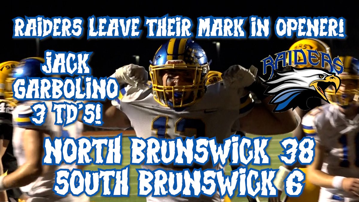 <a href="/NB_RaiderNation/">NBTHS Raider Nation</a> <a href="/NBTHSRaiders/">NorthBrunsTwp HS</a> New Garbolino in town‼️

🏈 North Brunswick opens the year with a 38-6 win over South Brunswick as the Raiders make it 5 straight victories in the rivalry. Junior Jack Garbolino leads the way with 3 TD’s

<a href="/NB_RaiderNation/">NBTHS Raider Nation</a> <a href="/NBTHSRaiders/">NorthBrunsTwp HS</a> <a href="/JackGarbs12/">Jack Garbolino</a> 

Watch the highlights now 🔽: