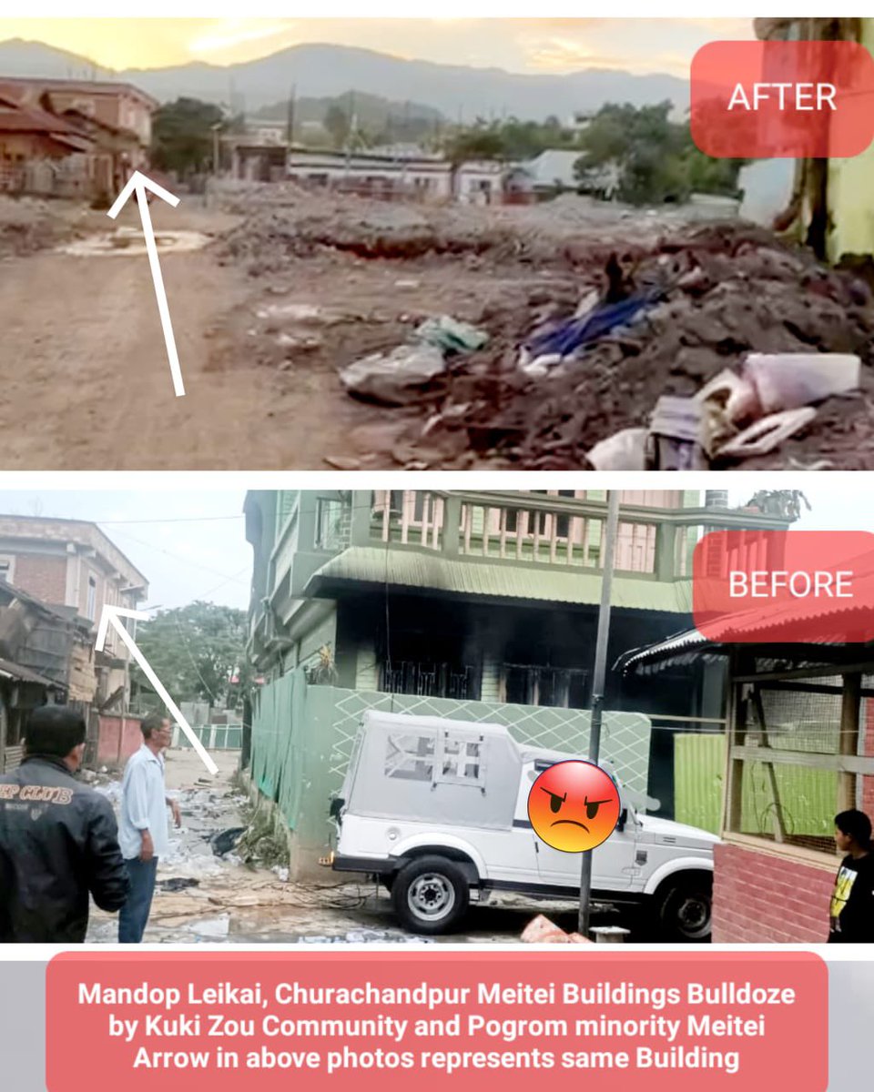 smallwolfgrey01's tweet photo. @NathanHaokip @G20_Bharat @G20Australia @WorldTimesWT @AmitShah @boomlive_in @BDUTT @USCIRF @CharlesMichael @10DowningStreet @UKParliament Innocent kuki Terrorists bulldoze an entire colony of Majority Meitei at Churchandpur and sell its scrap iron at Assam through Mizoram caught red handed.
#KukiStartedManipurFire
#StopEthnicCleansingOfMeiteis
#InfiltrationHataoBharatBachao
#SaveIndigeniousPeople https://t.co/LOhFNk4WES