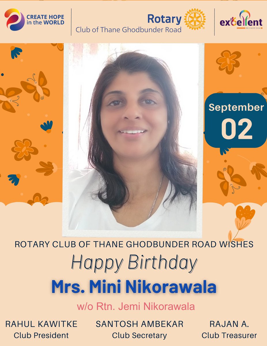 Happy Birthday, Mrs. Mini Nikorawala! (w/o Rtn. Jemi Nikorawala) 

#rotary #ghodbunderroad #thane #ghodbunder #rotaryinternational #rotaryclub #district3142 #leaders #rotaryindia #excelletrotary #excellent #wearepeopleofaction #rctgbr #rotaryfamily #birthdays #rotarybirthday