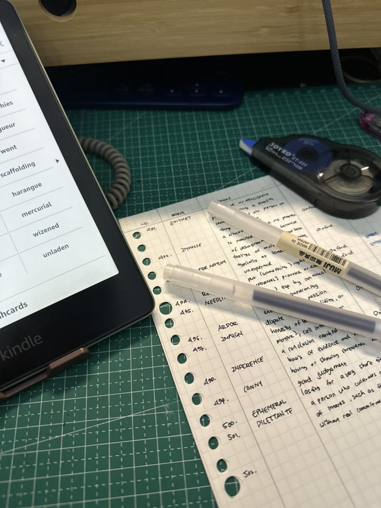 luneillei's tweet photo. finishing up my vocab list from emily wilde’s bc i was too sleepy last night https://t.co/cQEHX2de4j