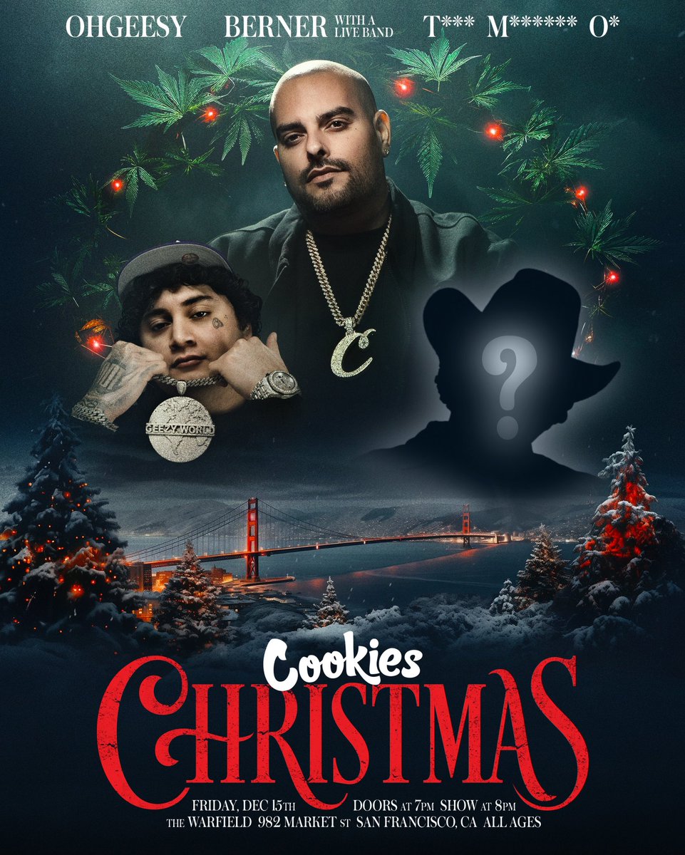 berner415's tweet photo. This Christmas Party is gonna be 🔥 . Me &amp; @OHGEESY are gonna drop a EP in December as well ! we will announce the 3rd person on the line up in October. Better grab tickets 🎟️ NOW https://t.co/NhYApDAjoD https://t.co/9DtKba3mAX