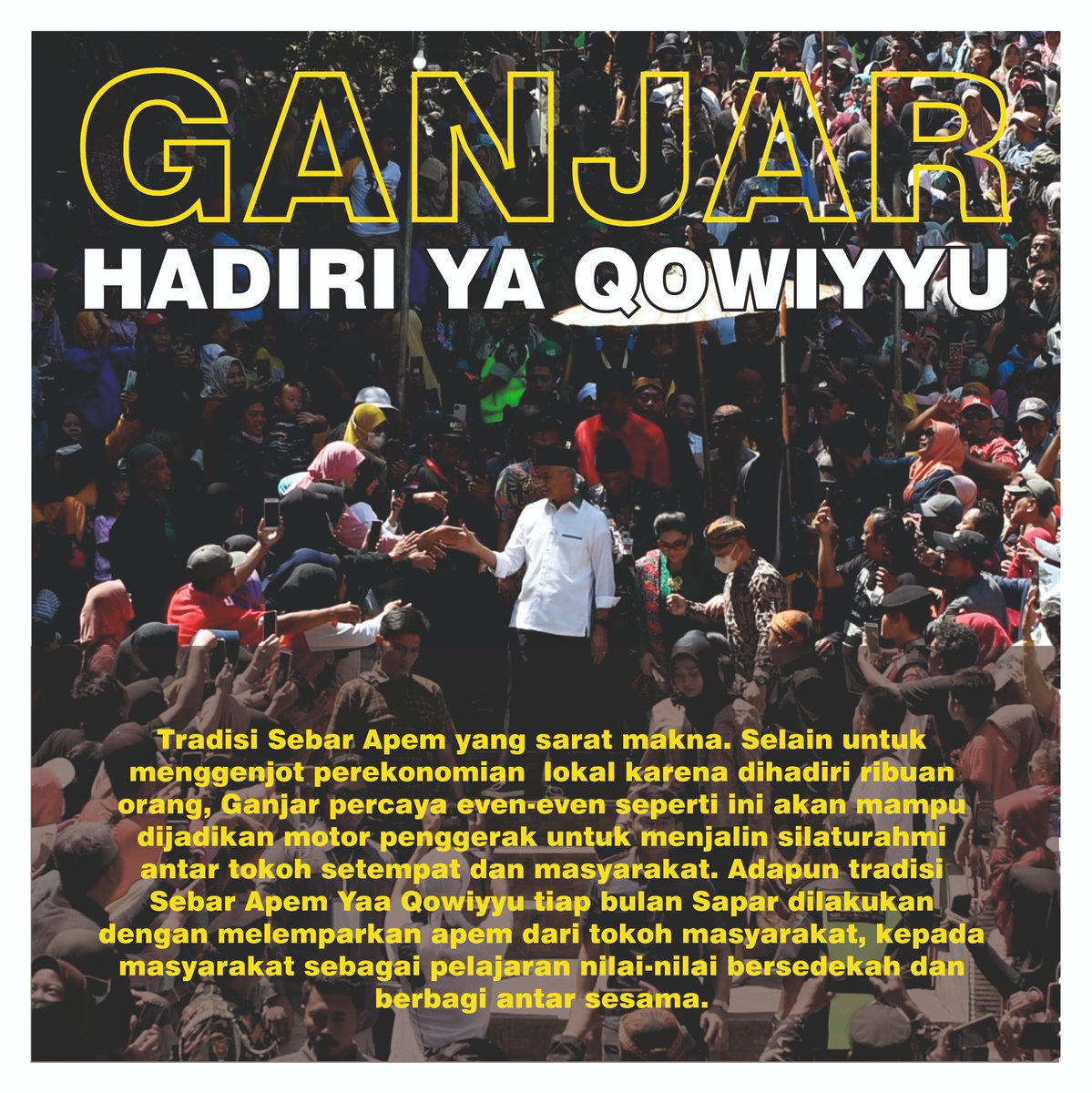 Ganjar tak pernah kehabisan semangat untuk selalu berdekatan dengan rakyat, mendengarkan keluh kesah mereka, dan mencari solusi terbaik dari hampir setiap permasalahan! #UsutTuntasBumiFestMakassar #pepo #GanjarMenang #paktelur #GanjarPilihanRakyat #BRImoFSTVL