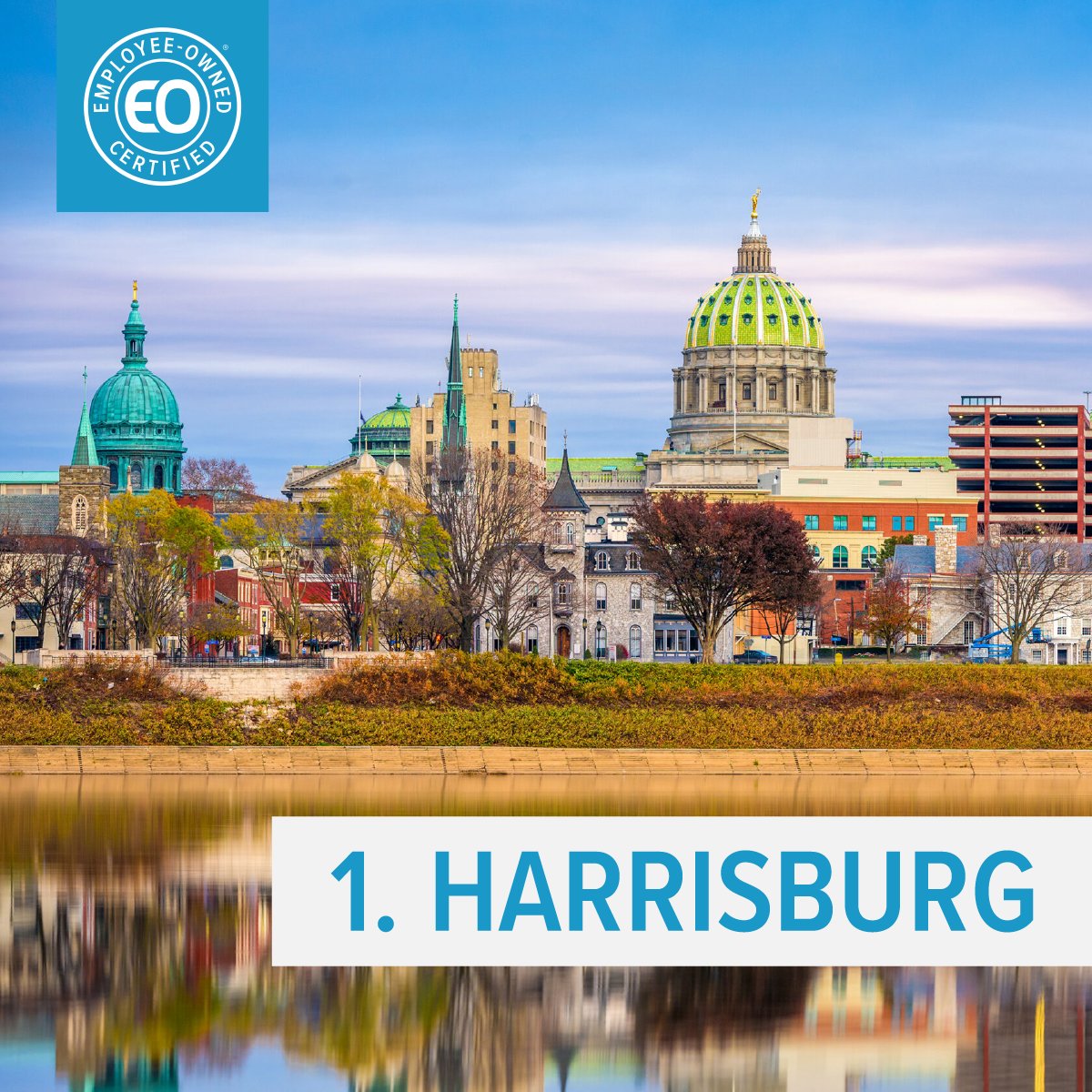 certified_eo's tweet photo. Our top 5 countdown concludes with the capital of Pennsylvania, Harrisburg, as the #1 city for employee ownership in 2023 with 15 employee-owned companies!
With a population of 58,320, Harrisburg has one employee-owned company for every 2,536 residents. https://t.co/RKucAQpAre