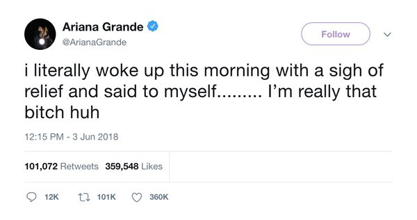 ArianaWorldHQ's tweet photo. ariana grande iconic &amp; funny tweets; a thread https://t.co/EhkFQPhI2M