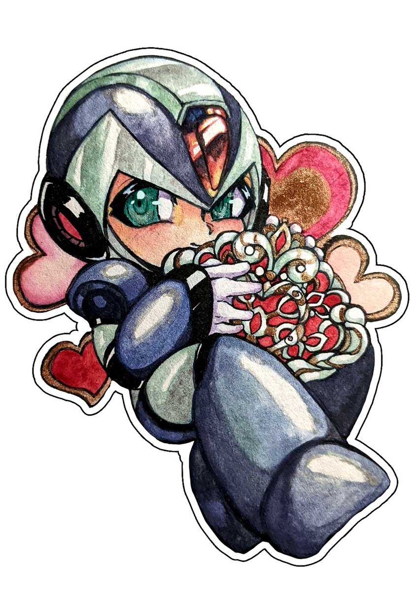 Here is the X keychain I contributed to the <a href="/MechHeartZine/">Mechanical Heart: A Megaman Zine</a> !  We decided to go with a bubble finish to make him pleasing to touch! 

My wish for this design --which is also real watercolor-- was that every time one looked upon this happy X, you would feel loved <3